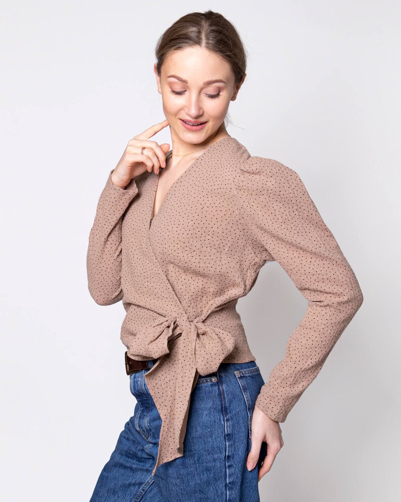 Long Sleeve Wrap Shirt Sewing Pattern Sizes EU 3446 US 416 Etsy