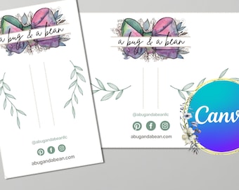 Editable Hair Bow Display Card Template: Watercolor Design (Canva)