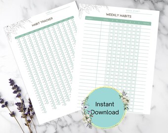 Printable Planner Habit Tracker, Weekly Habit Tracker, Planner Inserts for A5, Big Planner, Classic Happy, Planner Habit Insert: NY2025