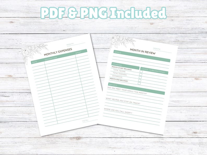 Printable Monthly Bill Tracker: Expense, Budget, Review (PDF) - Etsy