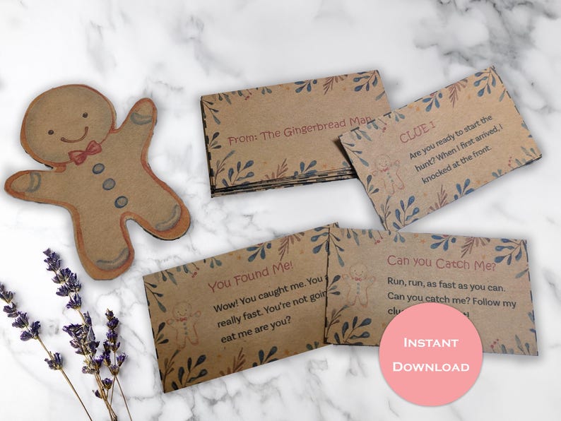 Featured image showing DIY Printable Scavenger Hunt Holiday Gingerbread Man Game for Kids
