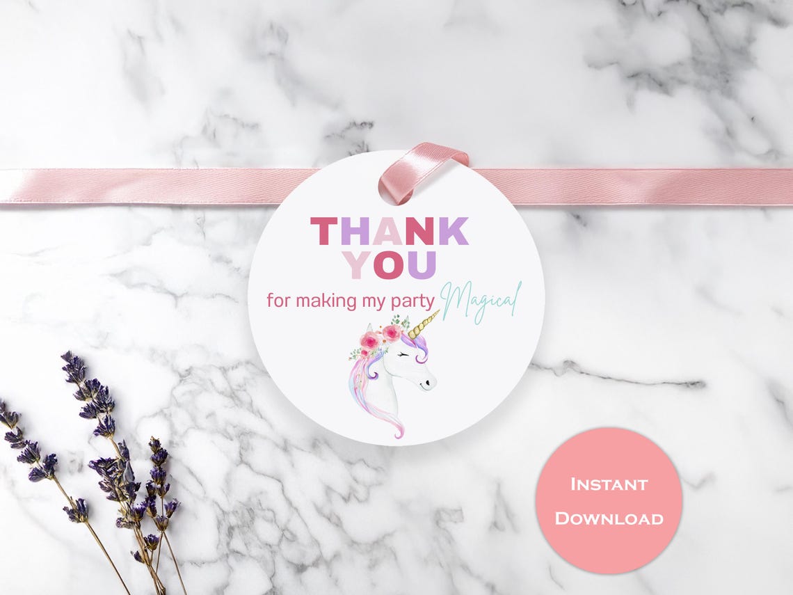 Image of Unicorn Themed Round Party Favor Gift Tags