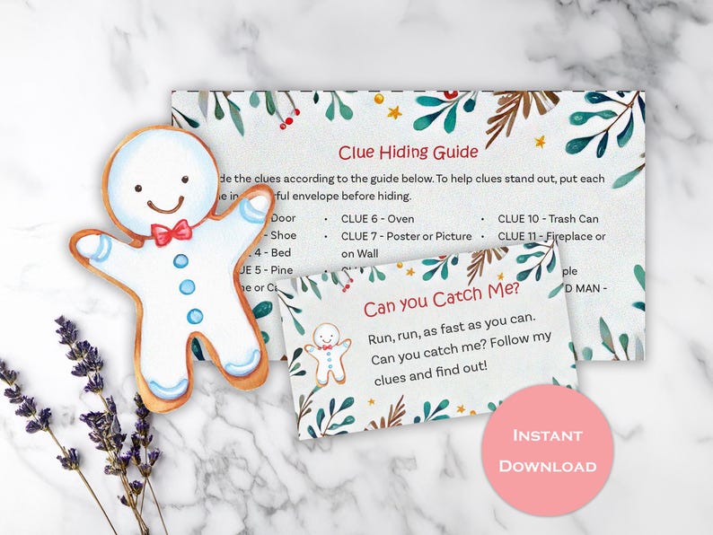 Image of customizable Holiday Gingerbread Man Scavenger Hunt Game