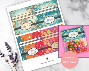 Christmas Treat Bag Toppers: 4-Inch Printable Party Favors (Digital Download)