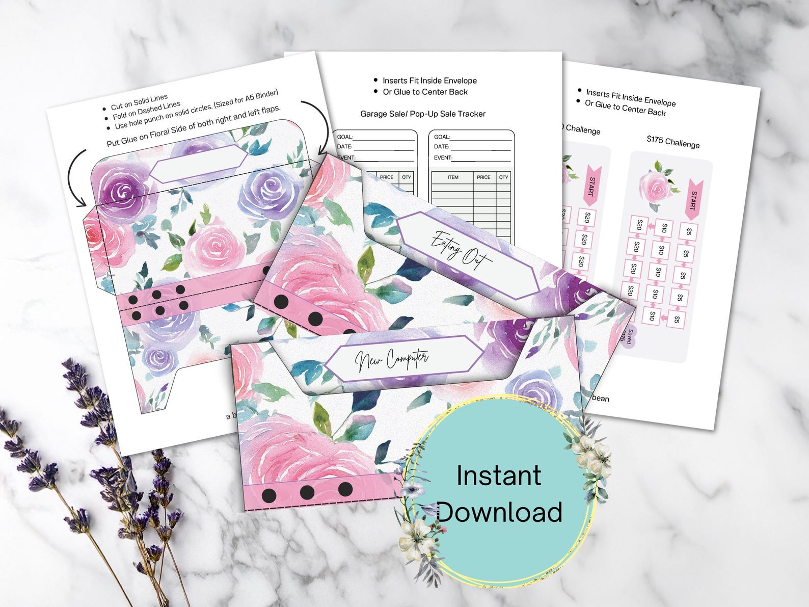 Image of floral cash budgeting envelopes