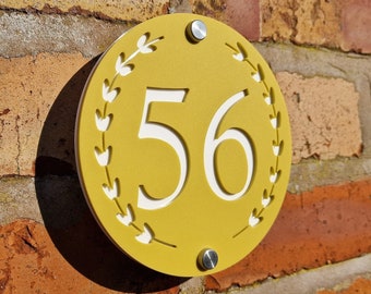 Modern Round Door Number Sign, House Number Plaque