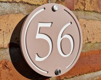 Modern Round Door Number Sign, House Number Plaque
