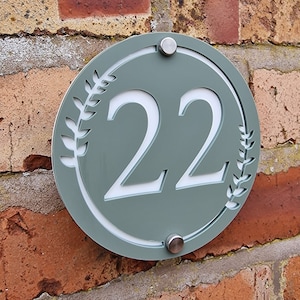 Modern Round Door Number Sign, House Number Plaque