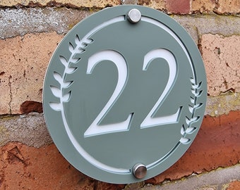 Modern Round Door Number Sign, House Number Plaque