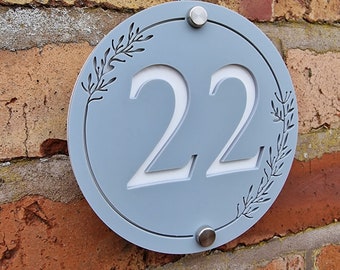 Modern Round Door Number Sign, House Number Plaque