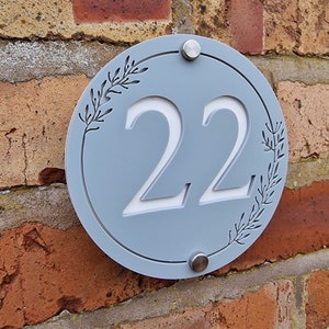 Modern Round Door Number Sign, House Number Plaque