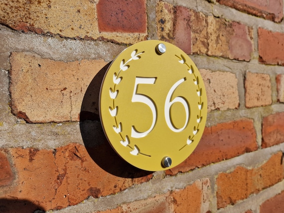 Modern Round Door Number Sign, House Number Plaque