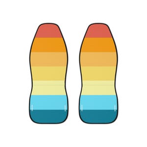 Retro Sunset Car Seat Covers: Retro Stripe Auto Accessories - Set of 2