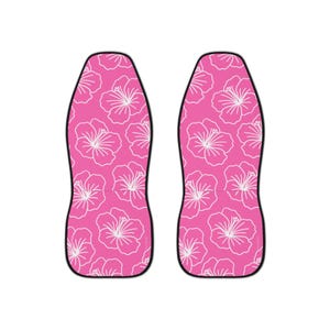 Pink and White-Hawaiian Hibiscus Flower Car Seat Covers-Set of 2-FREE SHIPPING