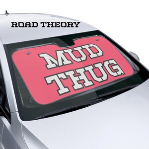 MUD THUG Pink Jeep Windshield Sun Shade, Off-Road 4x4 SUV Accessory