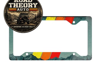 Teal Toyota License Plate Frame, TRD Sport Metal Car Tag Holder with Glossy Finish and Pre-Drilled Holes, Tri-Color Stripes, 4Runner, Tacoma
