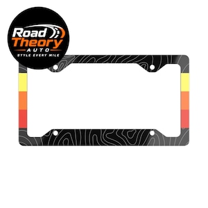 Topography Map, Tri-Color, Retro Stripes, Aluminum License Plate Frame for Toyota