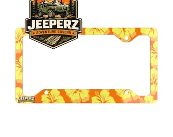 Yellow Orange Hibiscus License Plate Frame, Tropical Floral Car Accessory, Cute Aesthetic Car Decor for Women, Summer Beach Vibes Tag Holder