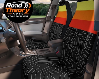 Toyota Factory Striped Seat Covers Set, TRD Sport, Thick Polyester Fabric, Snug Fit, Easy Installation, Double Seat Design for Cars and SUVs