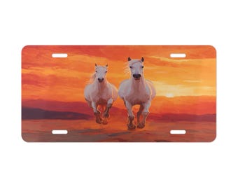 Waschtischplatte mit Pferden im Sonnenuntergang - Aluminium Dekor für Fahrzeuge