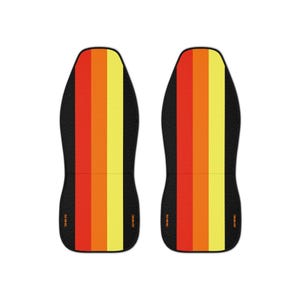 Retro Racing Stripe Car Seat Covers: Red, Orange, Yellow - Set of 2