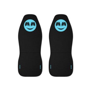 Bright Neon Blue Smiley Face-Jeep Seat Covers: Set of 2