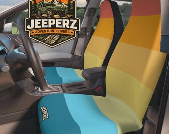 Fundas de asiento para Jeep con diseño retro de puesta de sol