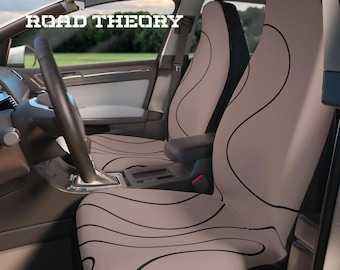 Tuape and Black Topo Car Seat Covers | Personalized Thick Polyester Seat Protectors for Front and Back Seats | Easy Install, Snug Fit