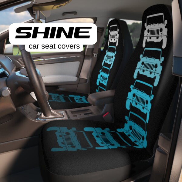 Blue Wave Jeeps, Front Car Seat Protectors, Blue Car Seat Covers, Fit Most Makes and Models, Set of Two