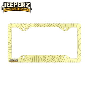 Marco de matrícula topográfico, color marrón claro, accesorio para coche de exterior, soporte de matrícula de ajuste universal.