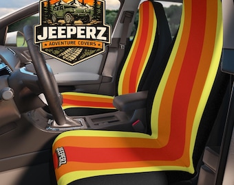 Fundas para asientos de coche con rayas retro, protector universal para automóvil, conjunto con paleta de colores de los años 70.