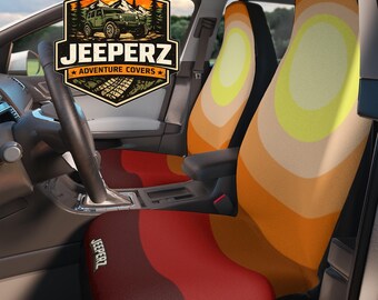 Juego de fundas para asientos de coche con diseño retro de rayos de sol, fundas de asiento de estilo vintage, protección interior colorida, fundas para asientos delanteros, decoración bohemia para coche.