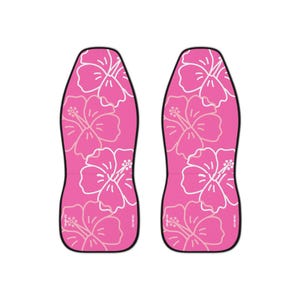 Hibiscus Flower Pink Car Seat Covers: Floral Auto Accessories - Set of 2