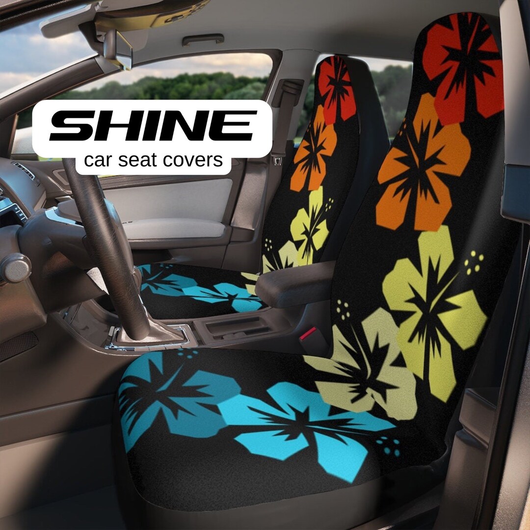 Hawaiian Hibiscus Flower Retro Sunset Car Seat Covers Beach Etsy