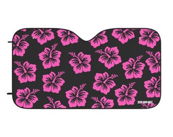 Bright Pink and Black Hibiscus Car Sun Shades-Auto Accessory-UV Protection-Vehicle gift-FREE SHIPPING
