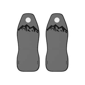 Mountain Car Seat Covers: Grey & Black Scenic Design - Set of 2