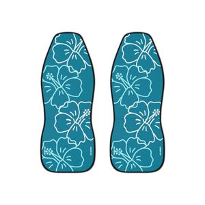 Blue Hibiscus Car Seat Covers: Hawaiian Tropical Beach Style - Set of 2