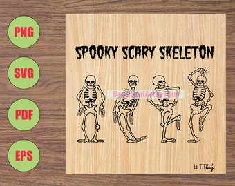 Spooky Scary Skeleton Halloween SVG, Dancing Skeleton SVG, Funny Skeleton Halloween Decor, Halloween Craft Kids, For Cricut, For Sublimation