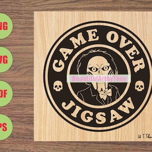 Jigsaw Starbucks Inspired SVG, Saw Horror Movie PNG, Horror Movie Character SVG, Halloween Doll Killer, For Sublimation, For Cricut