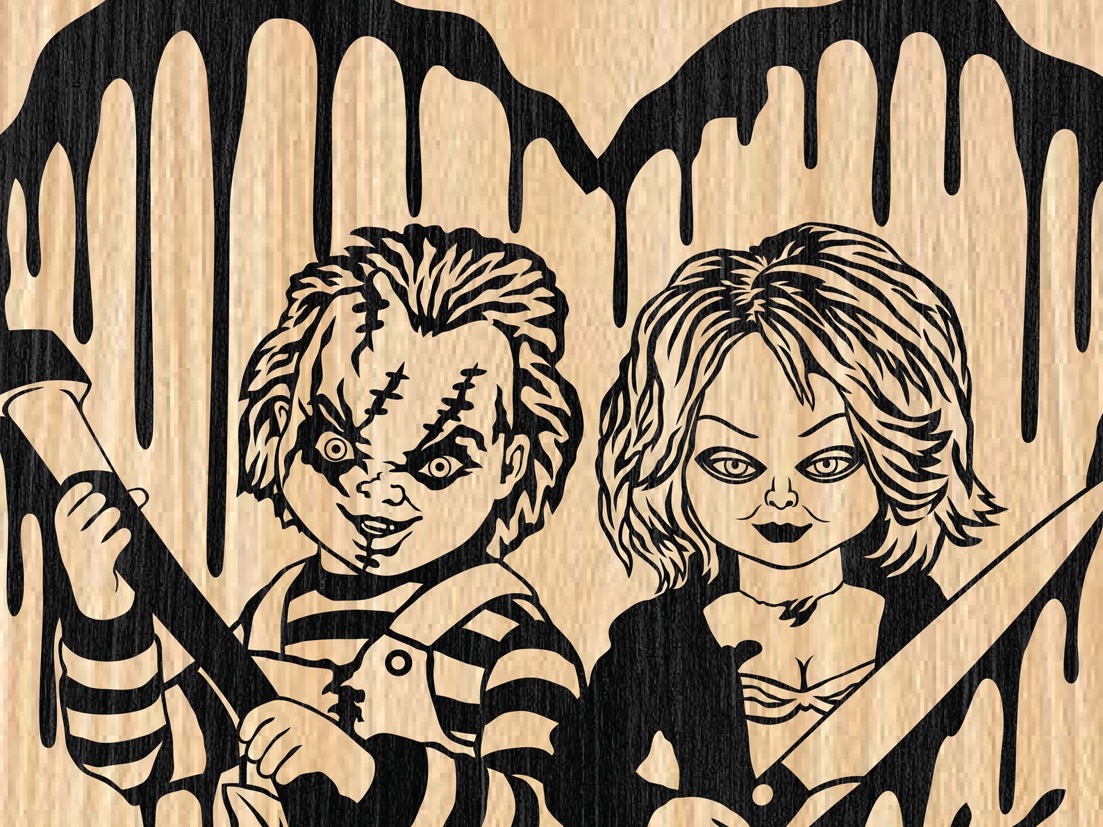 Chucky And Tiffany SVG, Panel de bodas gótico, Doll Killer Couple ...