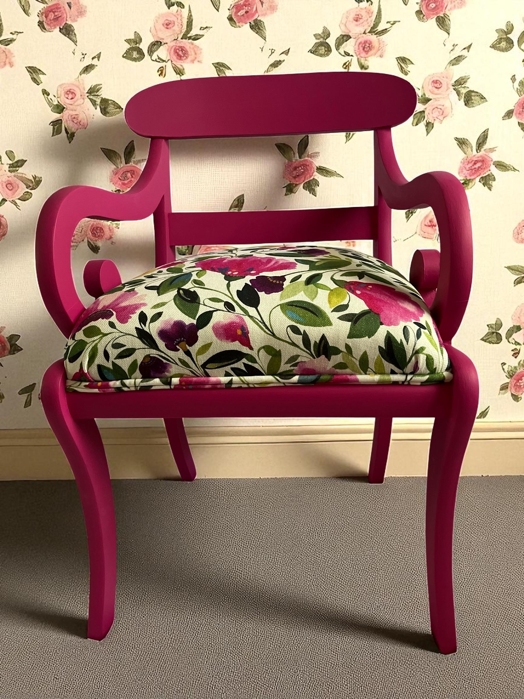 HOT PINK Floral Chair - Etsy