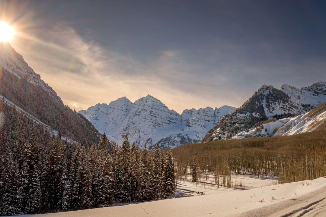 Maroon Bells Winter Mountain Print | Aspen Colorado Wall Art - Etsy