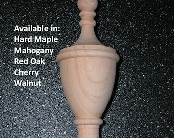 Wooden Finial bed post. 4 3/4 H x 1 3/4 W x 1 3/16 Base. Choice Red Oak, Cherry, Hard Maple,  Mahogany or Walnut #44