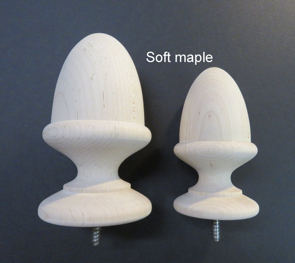 Wood Acorn Finial. SMALL. 4 7/8 H X 2 3/4 W X2 3/4 Base. This is the