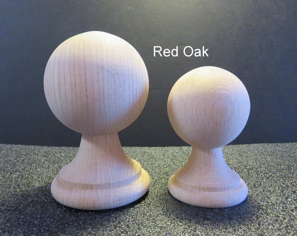 Wood Ball Finial LARGE. 5 1/2 X 3 1/2 W X3 1/2 Base. This is the LARGER of the 2 in the Picture