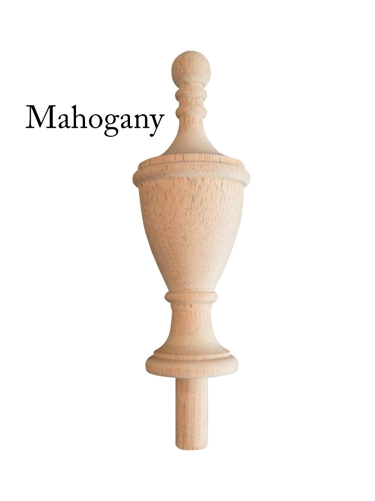 Wooden Finial Bed Post. 4 3/4 H X 1 3/4 W X 1 3/8 Base. Choice Red Oak