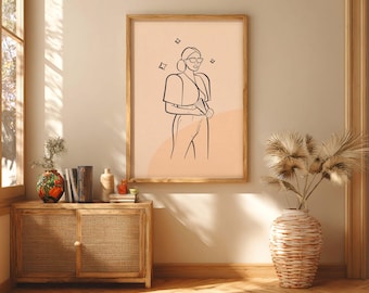 Minimalist Filipino Art : Modern Filipina Fashion Wall Art | Printable Filipiniana Line Art (Digital Download)
