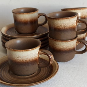 Gerzit, västtyskt stengods, set med sex kaffekoppar, retro kaffekoppar, 1970-tal