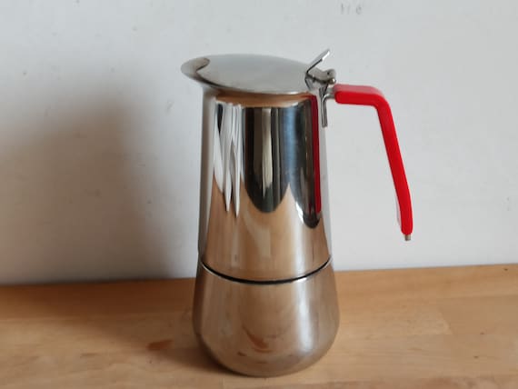 Nice, Stainless Steel Italian Stovetop Moka Pot, Retro Espresso Maker,  1970s 