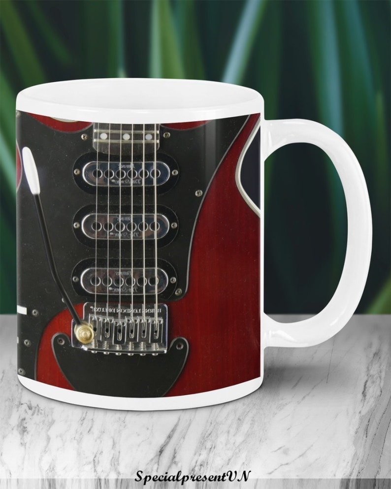 Guitar Red Mugs, Classical Guitar Mug, Music Gift, Guitar Lover Gift